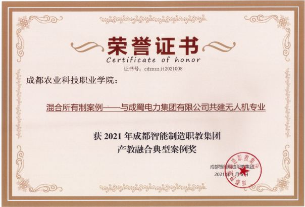 成蜀電力集團(tuán)產(chǎn)教融合項目榮獲2021年成都智能制造職教集團(tuán)典型案例獎