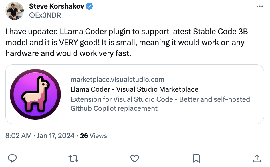 Stability AI開年首個大模型：專寫代碼，支持18種編程語言，上下文100K，蘋果筆記本離線就能跑